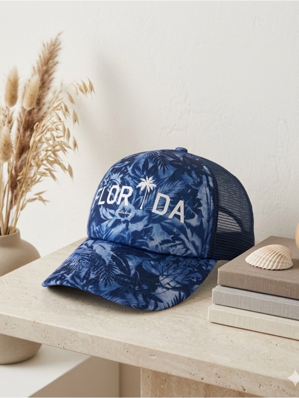 Billabong Florida Blue Palm Trees Trucker Hat Women’s Snapback Cap NWT